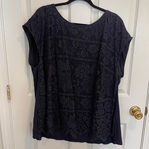 Vince Camuto plus size cap sleeve blouse crochet details